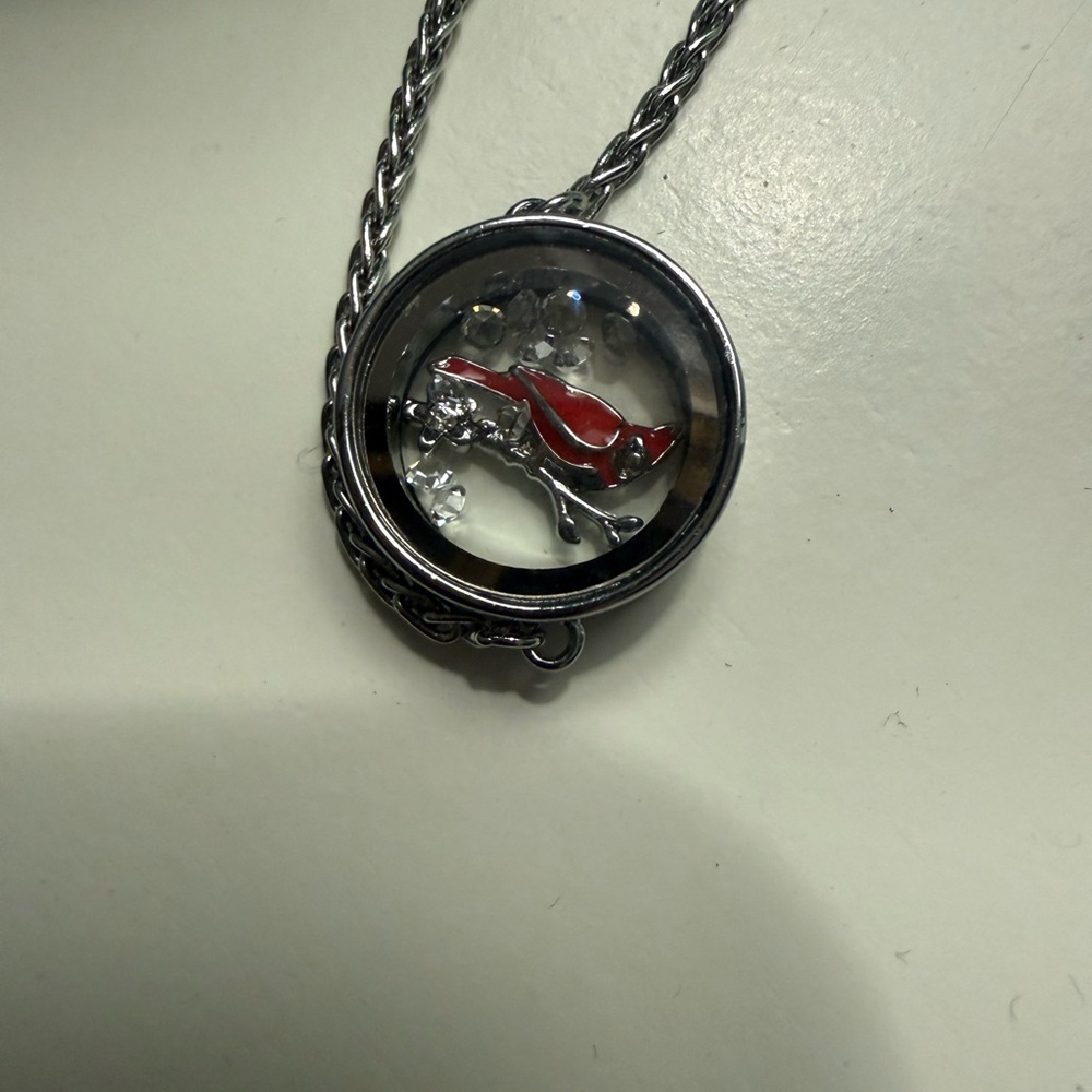 Silver Origami Owl Locket Bracelet with Red Cardinal Charm
